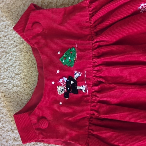 Vintage Inspired Red Corduroy Christmas Dress Size 18 Months - Picture 2 of 5